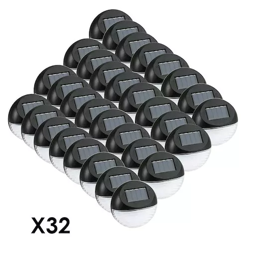 Utmark Round Solar LED Solar Fence Lights X 32 Pack Black 1 Utmark Round Solar LED Solar Fence Lights X 32 Pack Black