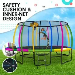 Kahuna Trampoline 16ft With Basketball Set - Rainbow 18 Kahuna Trampoline 16ft With Basketball Set - Rainbow -Outdoor Living Sales Store r57ko8Y7ghrX9QTWD63mswxtA