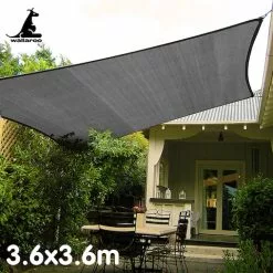 Wallaroo Outdoor Sun Shade Sail Canopy Grey Square 3.6 X 3.6M -Outdoor Living Sales Store rHxfOSyQlMdWMxTKGTLQ47g I