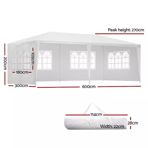 Instahut Outdoor Pop Up Gazebo 3x6 - White 2 Instahut Outdoor Pop Up Gazebo 3x6 - White - Image 2