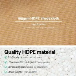 Instahut 90% Sun Shade Cloth Sail Roll Mesh Outdoor 195gsm 3.66x20m Beige -Outdoor Living Sales Store smU 05r4C44U7VRFzxf4czkqc