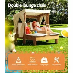 Keezi Kids Outdoor Double Wooden Lounge Chair With Canopy -Outdoor Living Sales Store sv19Wu JjLrVgqZhUhH8sPV4g