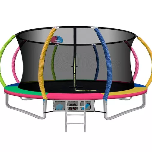 Everfit 14FT Trampoline Round Trampolines With Basketball Hoop Kids Present Gift Enclosure Safety Net Pad Outdoor Multi-coloured 1 Everfit 14FT Trampoline Round Trampolines With Basketball Hoop Kids Present Gift Enclosure Safety Net Pad Outdoor Multi-coloured