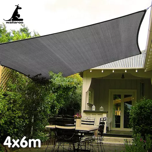 Wallaroo Outdoor Sun Shade Sail Canopy Grey Rectangle 4 X 6M 6 Wallaroo Outdoor Sun Shade Sail Canopy Grey Rectangle 4 X 6M - Image 6