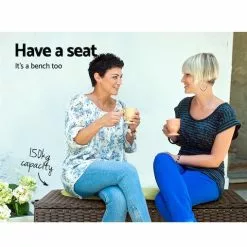 320L Garden Shed Outdoor Storage Box Bench Toy Tool Box Ottoman Wicker Brown Gardeon -Outdoor Living Sales Store upd6JQ HtzBV42 0WBVhodWFs