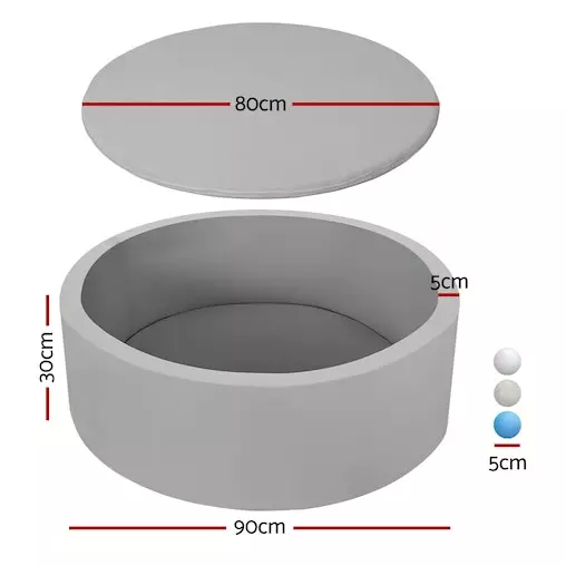 Keezi Ocean Foam Ball Pit With Balls 90x30cm Grey 2 Keezi Ocean Foam Ball Pit With Balls 90x30cm Grey - Image 2