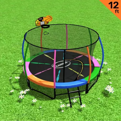 Kahuna Trampoline 12 Ft With Basketball Set - Rainbow 2 Kahuna Trampoline 12 Ft With Basketball Set - Rainbow - Image 2