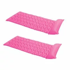 Outdoor Living Sales Store 43 2PK Intex Tote N Floating 229cm Inflatable Pool/Swimming Mat W/ Pillow Pink 14y+