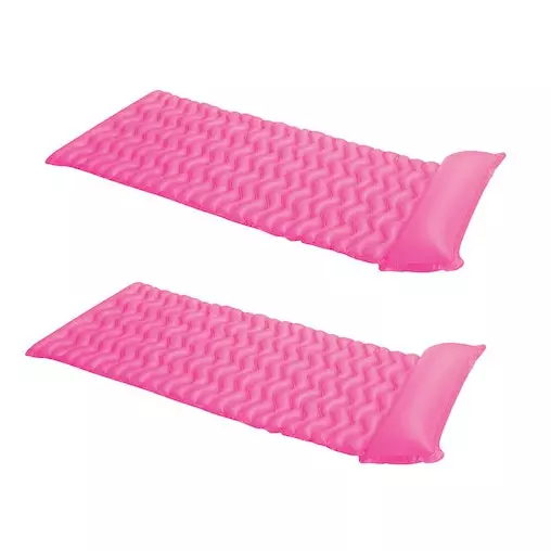 2PK Intex Tote N Floating 229cm Inflatable Pool/Swimming Mat W/ Pillow Pink 14y+ 1 2PK Intex Tote N Floating 229cm Inflatable Pool/Swimming Mat W/ Pillow Pink 14y+