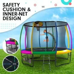 Kahuna Trampoline 10 Ft With Basketball Set - Rainbow -Outdoor Living Sales Store vyx1J0DREzM4LZ8MHdvwWd z4
