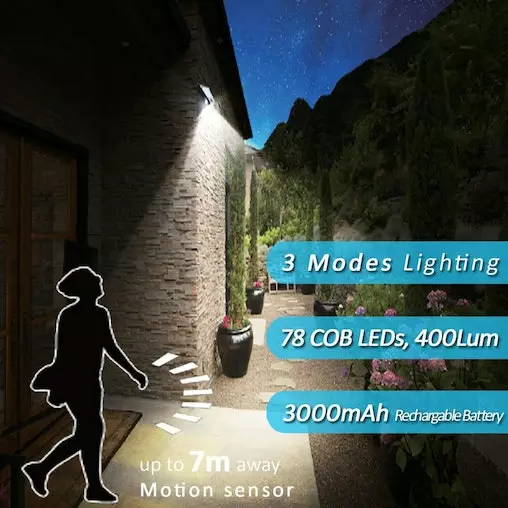 Sansai Solar Power LED Sensor Light Outdoor Motion Activated 2400mAh 3 Modes 2 Sansai Solar Power LED Sensor Light Outdoor Motion Activated 2400mAh 3 Modes - Image 2