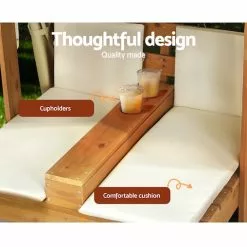 Keezi Kids Outdoor Double Wooden Lounge Chair With Canopy -Outdoor Living Sales Store wkGUeuz K6ladMg4wBMceWeiU