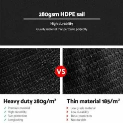 Instahut Sun Shade Sail Cloth Shadecloth Outdoor Canopy Rectangle 280gsm 5x7m Black 11 Instahut Sun Shade Sail Cloth Shadecloth Outdoor Canopy Rectangle 280gsm 5x7m Black -Outdoor Living Sales Store wzFZsIA I65eFHjj5bZA8oBMY