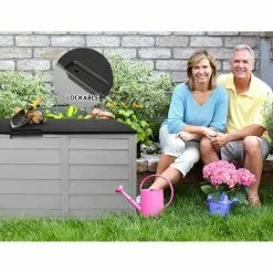 Gardeon 290L Outdoor Storage Box Lockable Cabinet Garden DeckToy Shed Black -Outdoor Living Sales Store xzoBS0kCuJa96E9uw3 9BDrg0