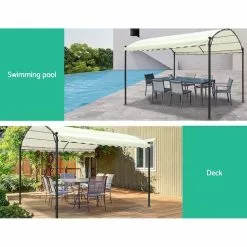 Instahut Gazebo Marquee Tent Outdoor Wedding Gazebos Beige 4x3m -Outdoor Living Sales Store yLUf QjNRu2meVmVyVPYQogjA