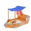 Keezi Sandpit Toy Box Kids Canopy Sand Pit Outdoor Wooden Play Set Large Seat