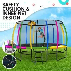 Kahuna Trampoline 14 Ft With Basketball Set - Rainbow -Outdoor Living Sales Store z0M6XpXUzZDePra49xHlIqQrI