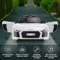 KlikA R8 Spyder Audi Licensed Kids Electric Ride On Car Remote Control White -Outdoor Living Sales Store zMMkYQq knYcD8ov8bqNH711g