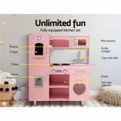 Keezi Kids Wooden Kitchen Play Set With Cooking Food Sets Pink 9 Keezi Kids Wooden Kitchen Play Set With Cooking Food Sets Pink -Outdoor Living Sales Store zxCMWeD45cjrciM3vFDh8sDHc